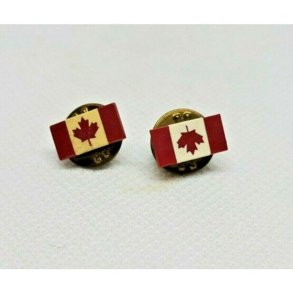 Lot Of 2 Canada Flag Logo Lapel Pin Hat Red White Hat Brooch Collectible - Picture 4 of 6